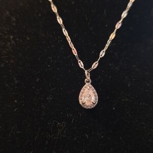 Elegant Silver Teardrop Pendant Necklace